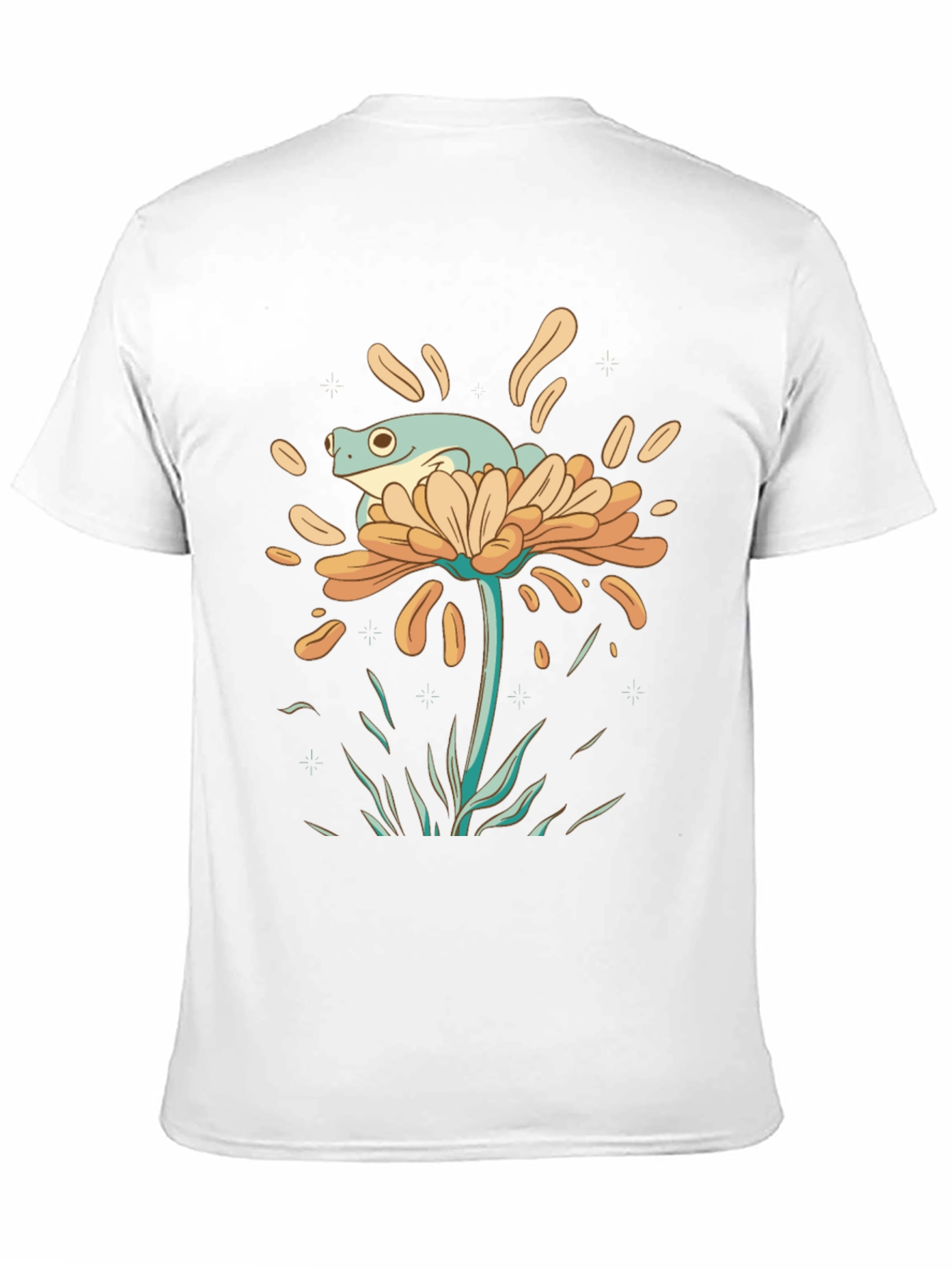 Frog on Flower Graphic Tee - Black Cotton T-Shirt