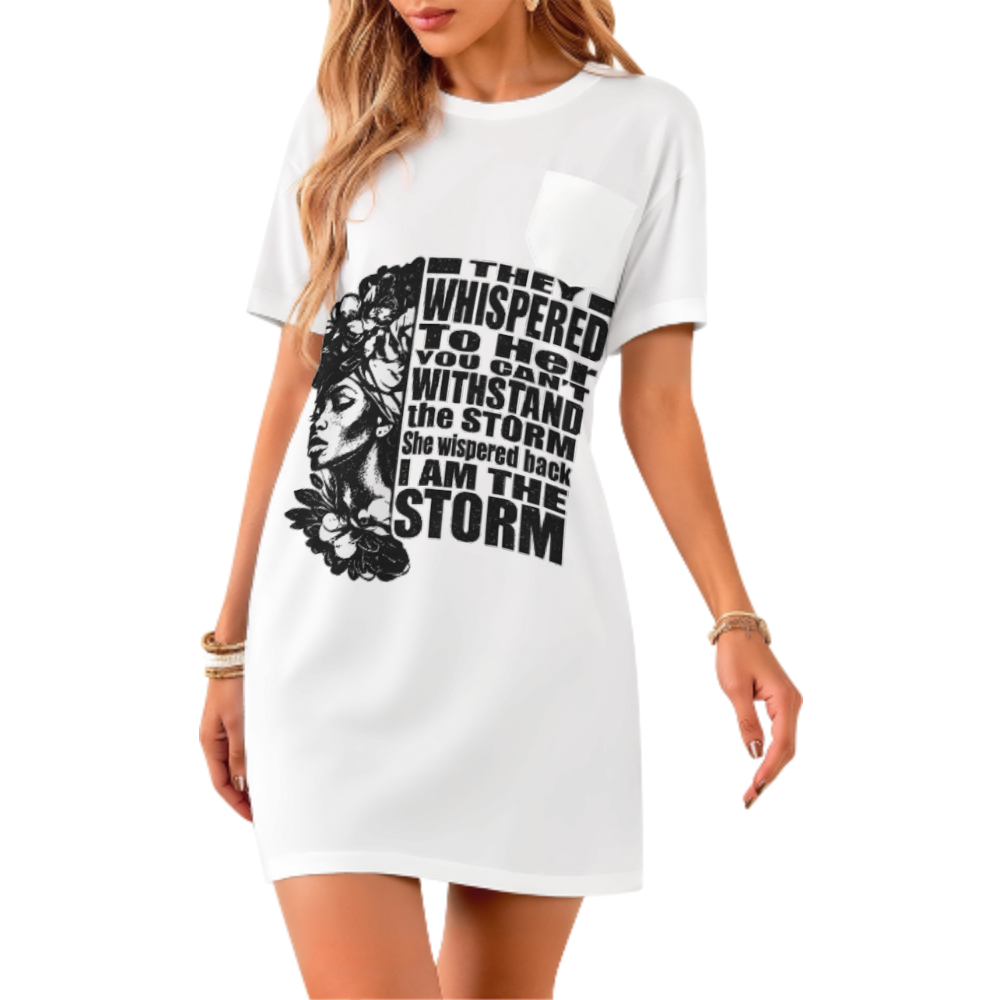 She Whispered Back I Am The Storm Graphic T-Shirt Dress – Inspirational Empowerment Casual Oversized Tee for Women(z377)