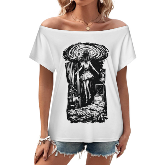 Dark Gothic Floating Girl Graphic Tee – Vintage Horror Aesthetic Streetwear Shirt(z401)