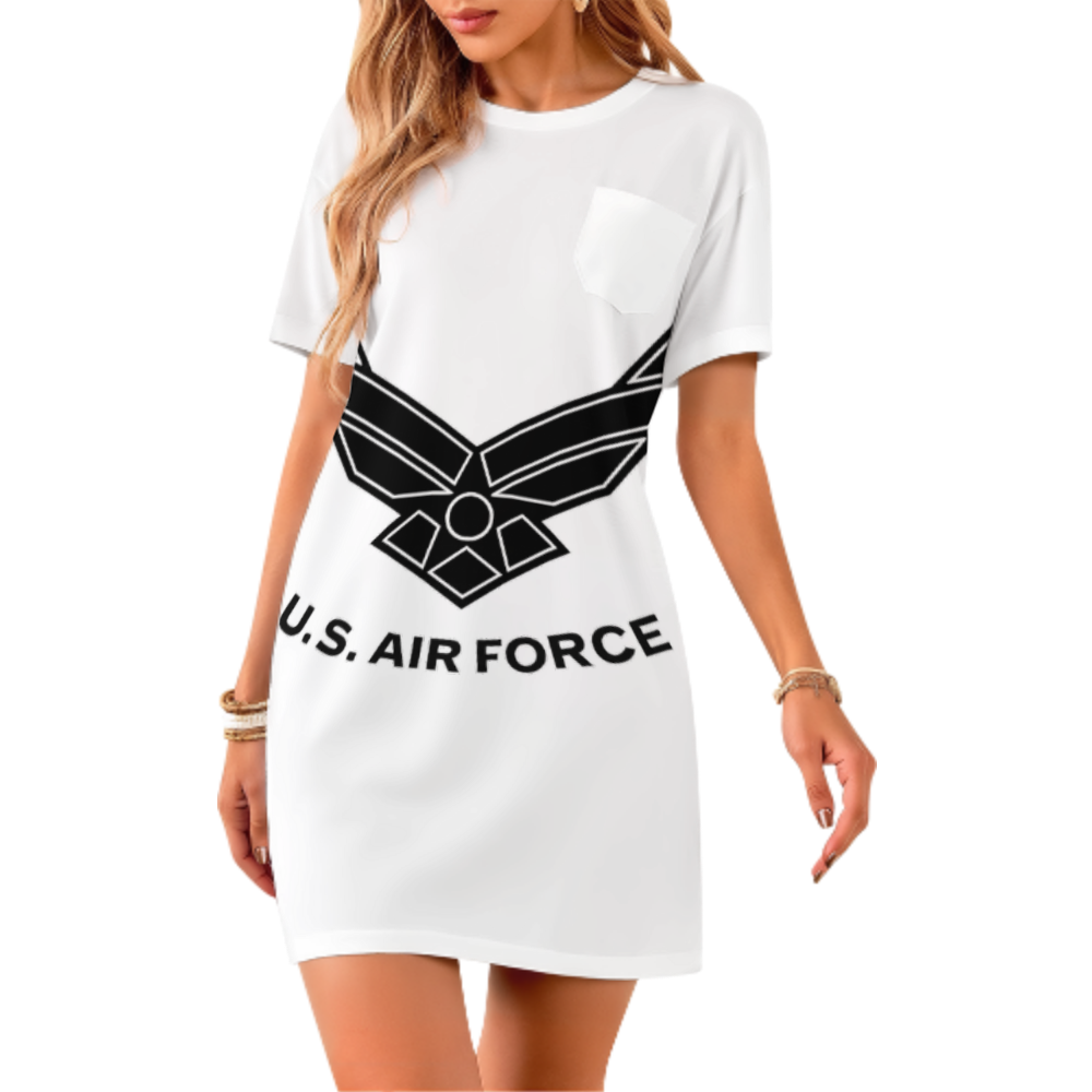U.S. Air Force Graphic T-Shirt Dress – Patriotic Military Inspired Oversized Casual Tee for Women(z379)