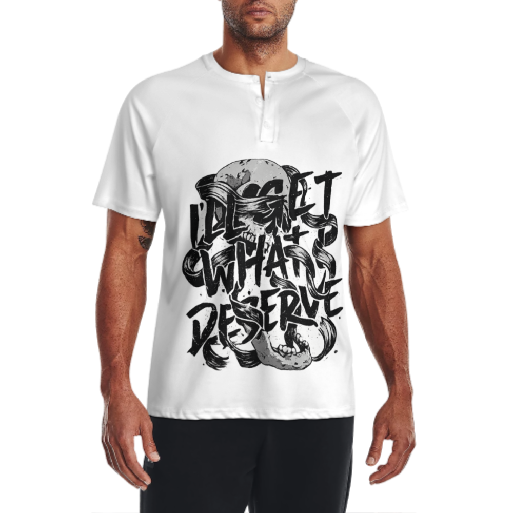 “I’ll Get What I Deserve” Skull Graphic T-Shirt – Dark Grunge Streetwear Goth Punk Tee(z364)
