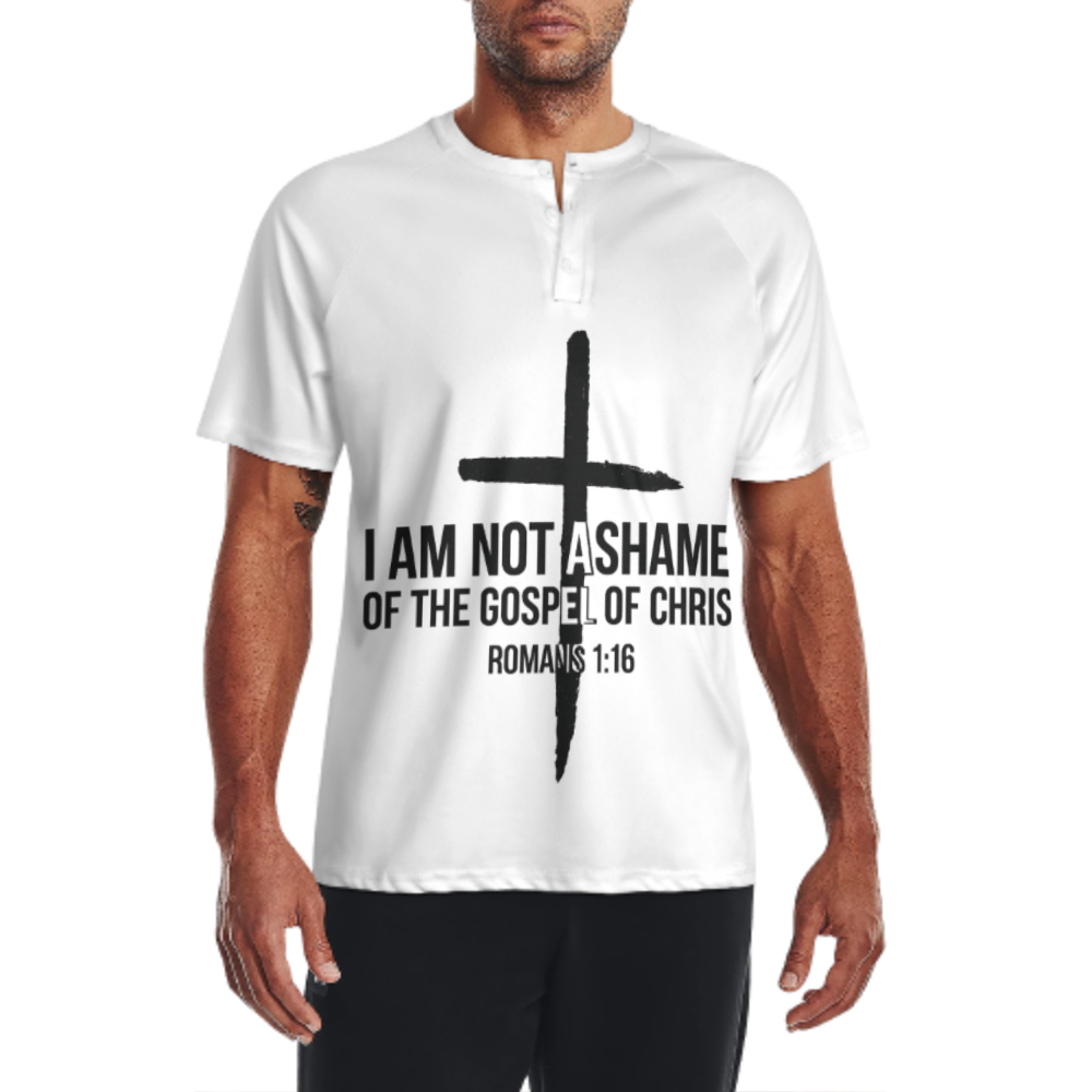 Christian Faith Graphic T-Shirt – Romans 1:16 “I Am Not Ashamed” Inspirational Cross Tee for Men & Women(z370)