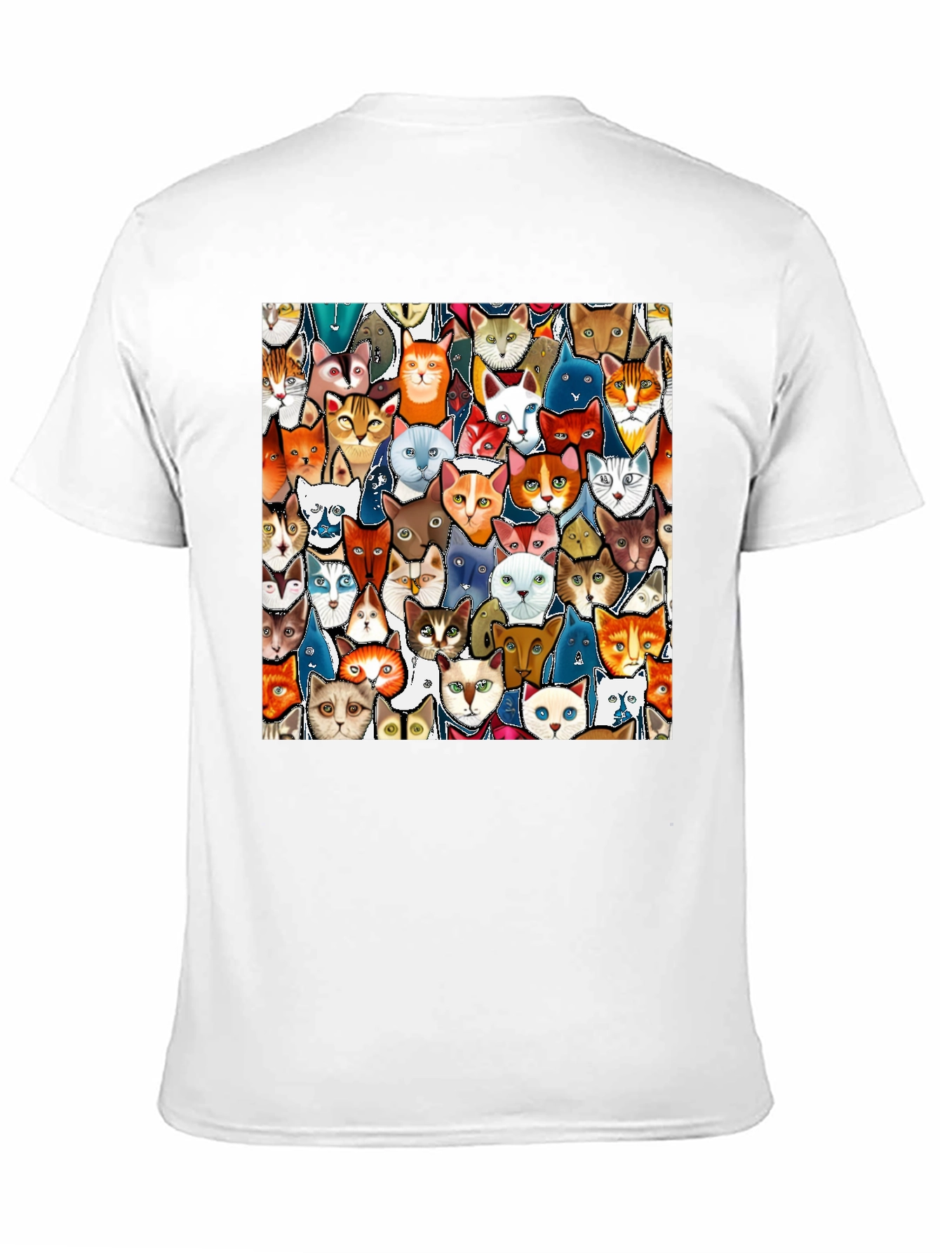Cat Faces Graphic Print Mens Black T-Shirt