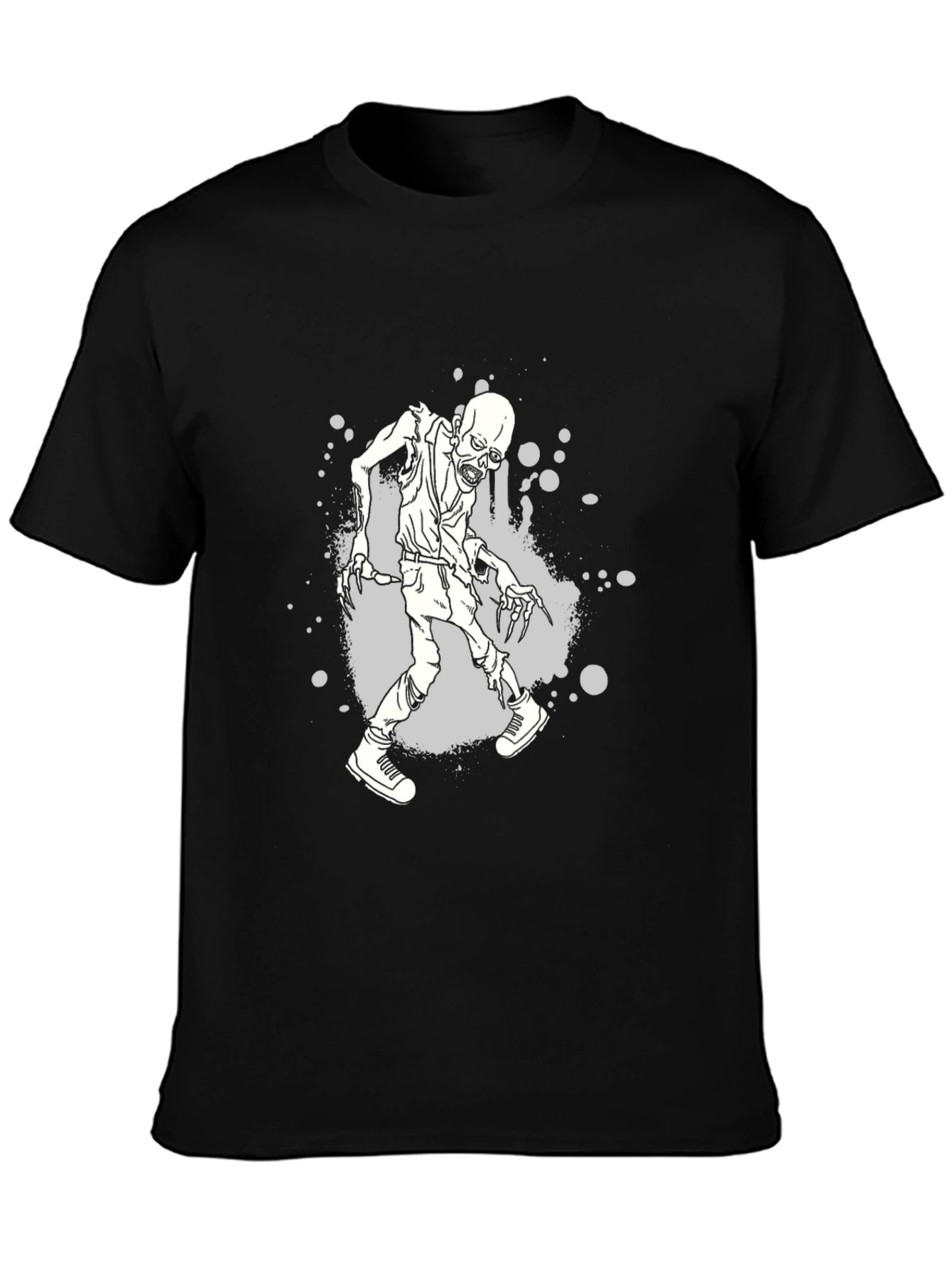 Zombie Graphic Print Black T-Shirt