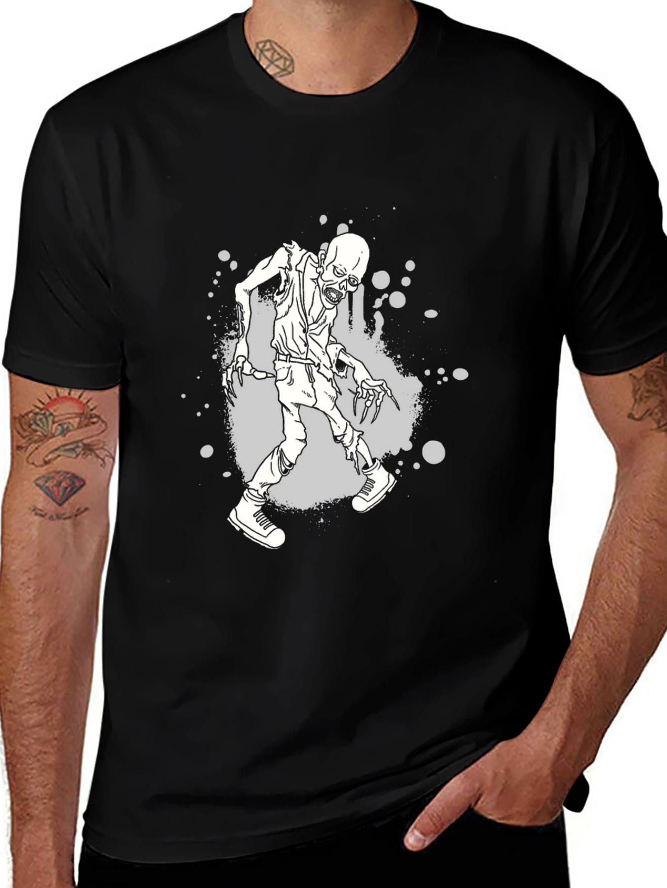 Zombie Graphic Print Black T-Shirt
