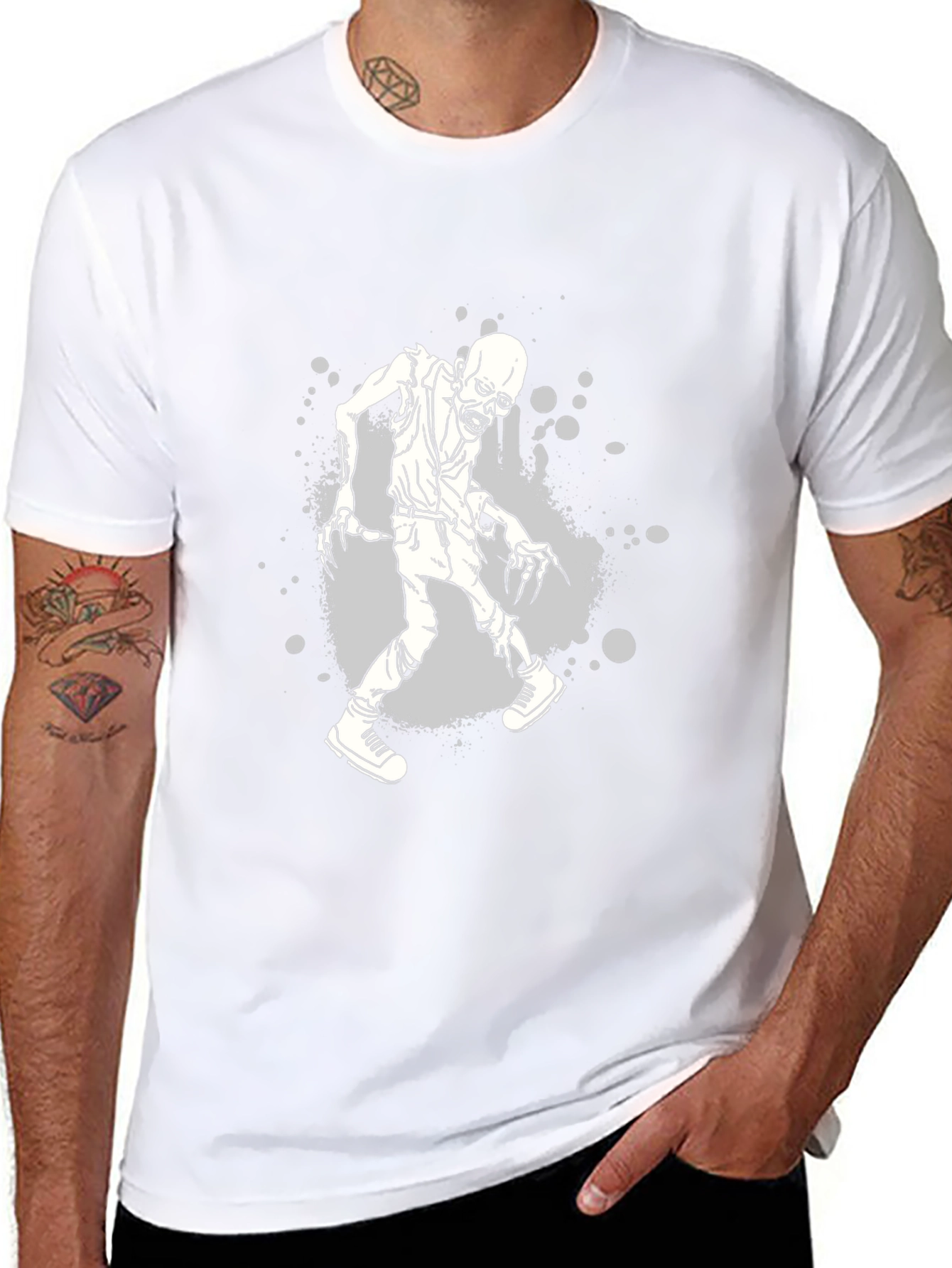 Zombie Graphic Print Black T-Shirt