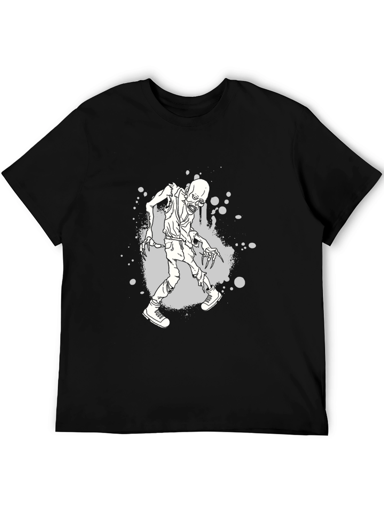 Zombie Graphic Print Black T-Shirt