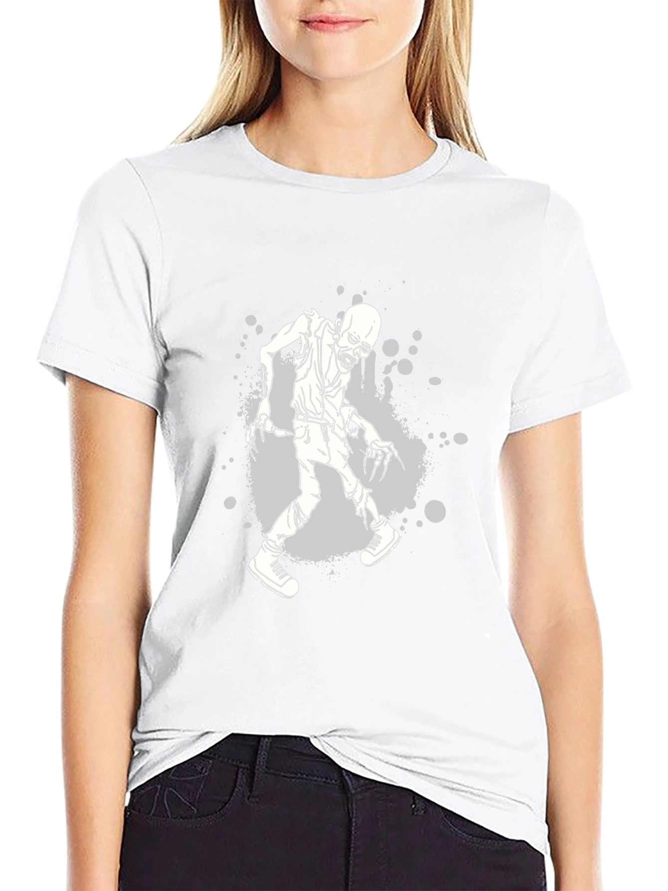 Zombie Graphic Print Black T-Shirt