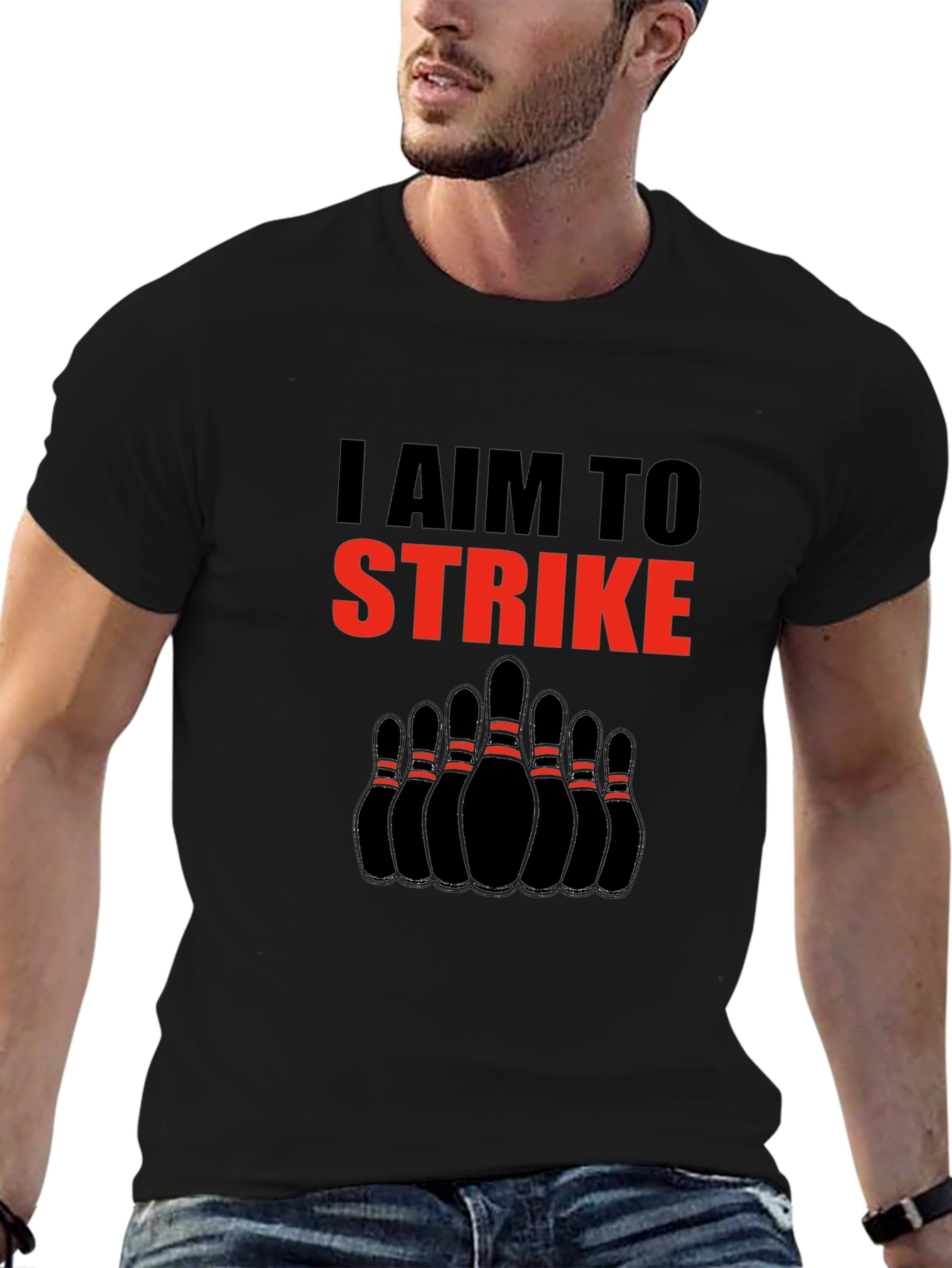 Bowling Strike Graphic Tee - Sporty Mens T-Shirt
