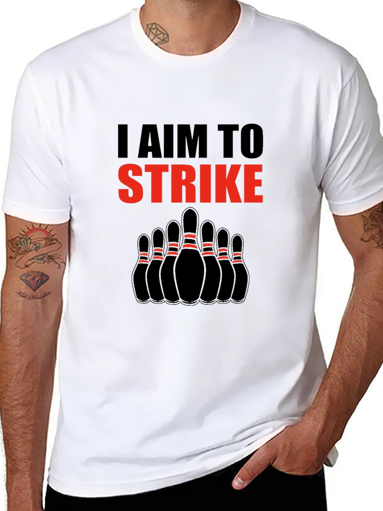 Bowling Strike Graphic Tee - Sporty Mens T-Shirt