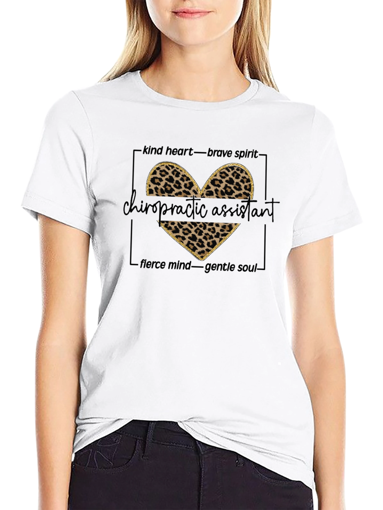 Chiropractic Assistant Leopard Heart T-Shirt