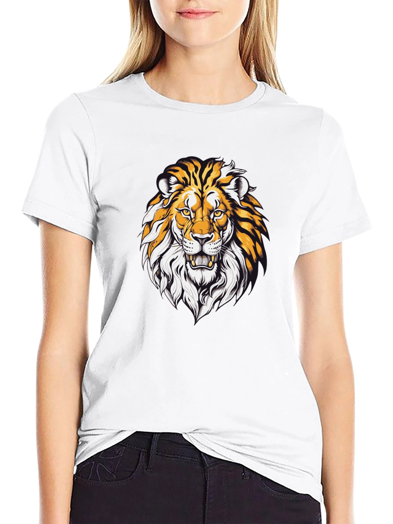Lion Graphic Print Black T-Shirt
