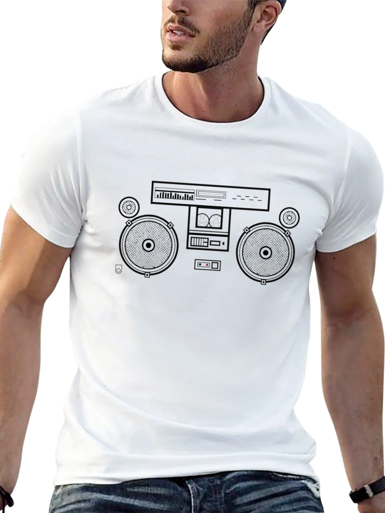 Retro Boombox Graphic Tee - Classic 80s Style