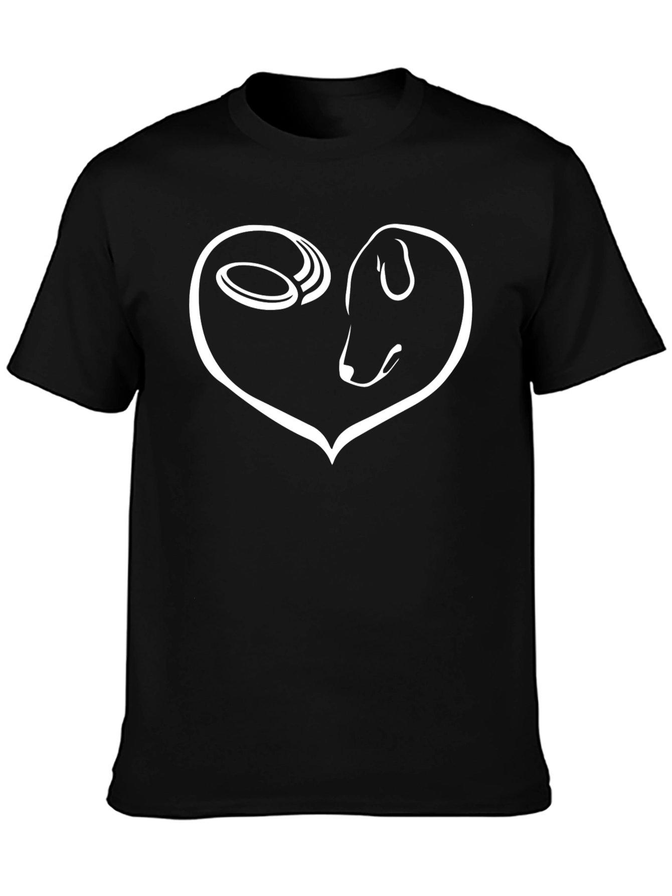 Dog Lover T-Shirt Heart Frisbee Black