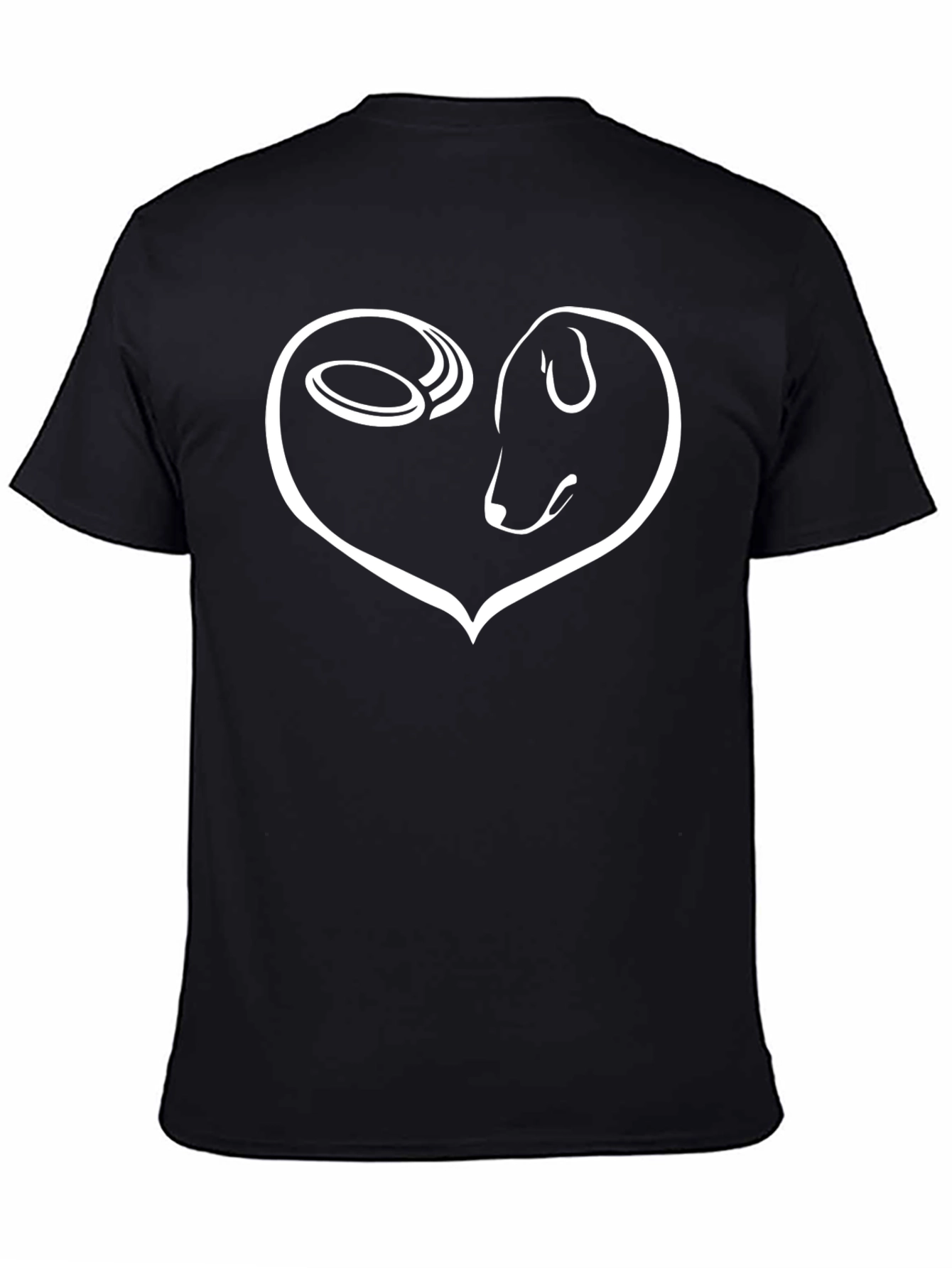 Dog Lover T-Shirt Heart Frisbee Black