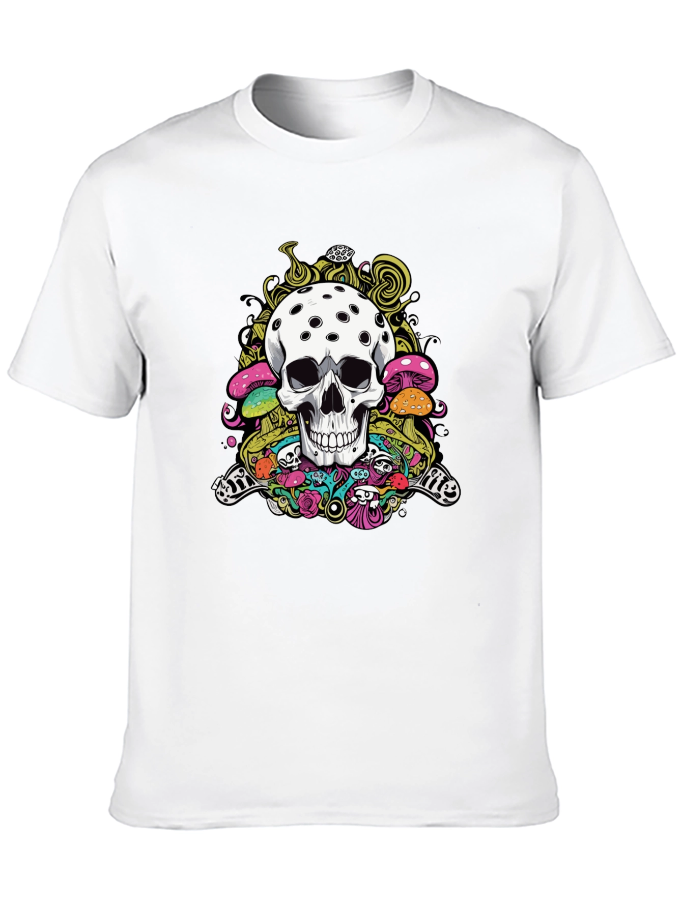 Psychedelic Skull Graphic Tee - Black