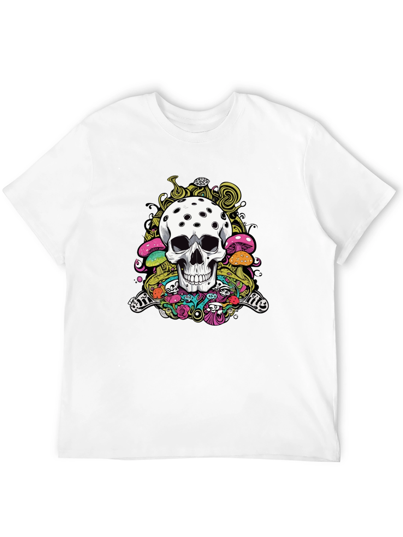 Psychedelic Skull Graphic Tee - Black