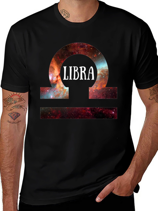 Libra Zodiac Sign Galaxy Graphic T-Shirt