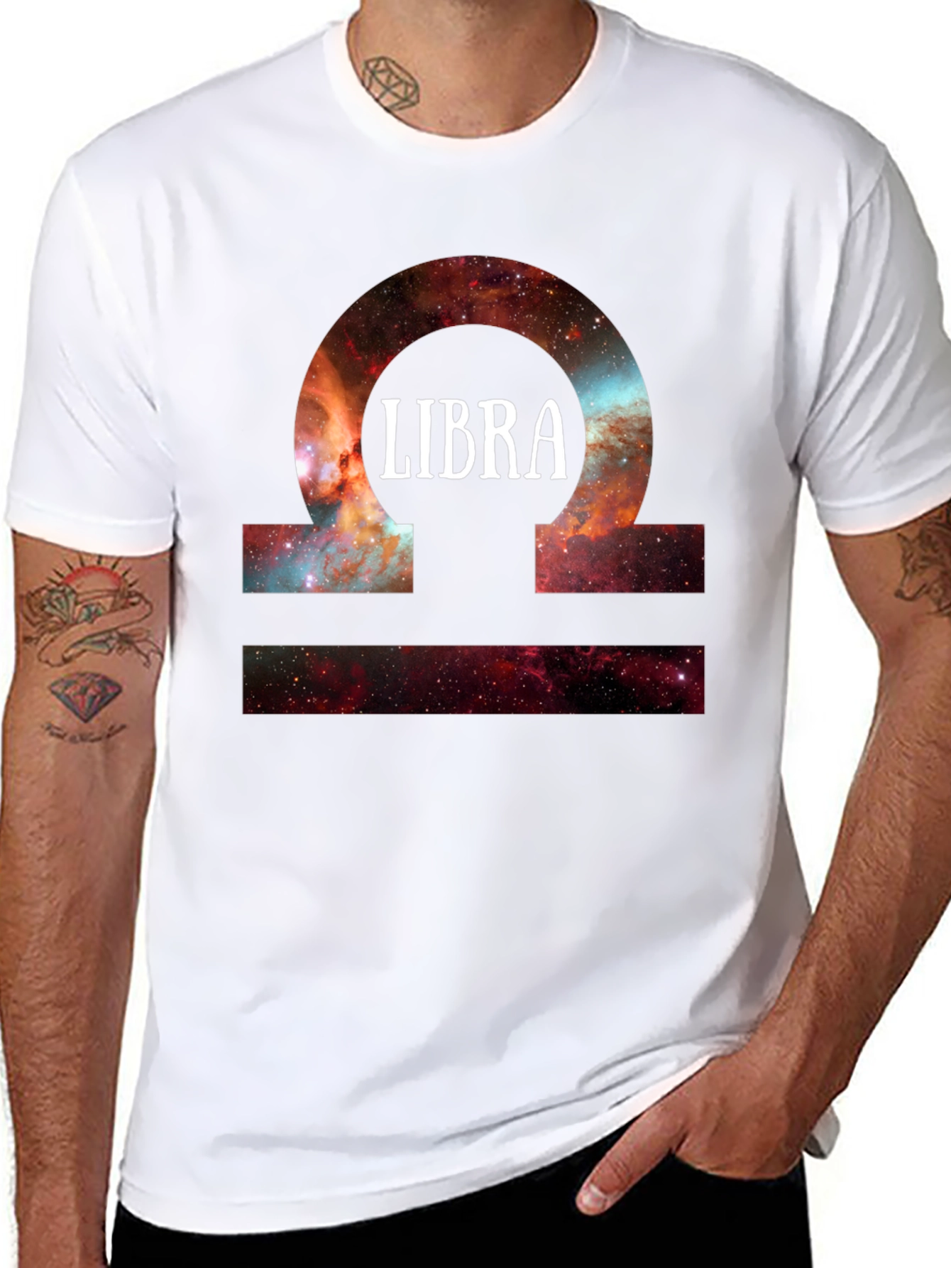 Libra Zodiac Sign Galaxy Graphic T-Shirt