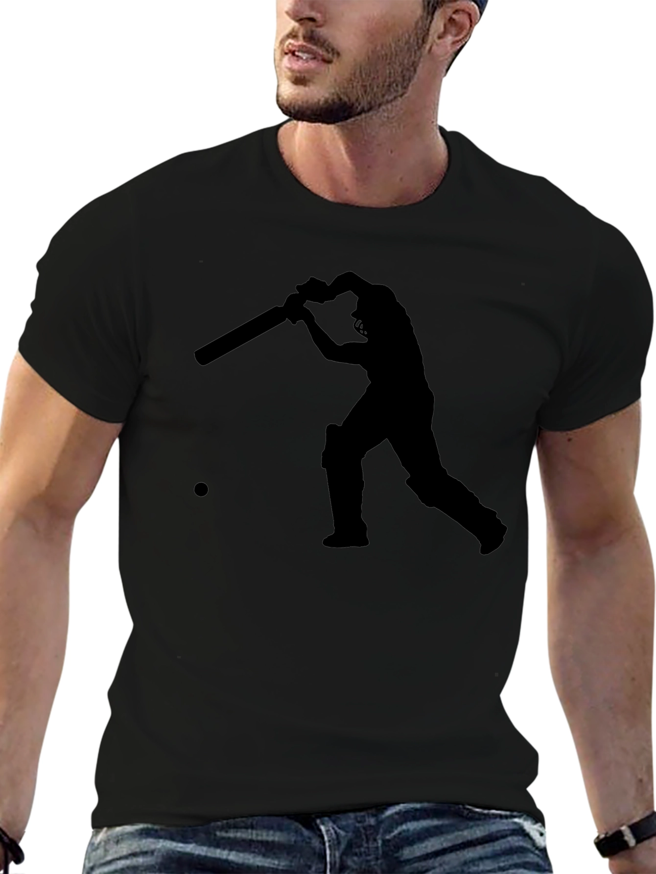 Cricket Player Silhouette Tee