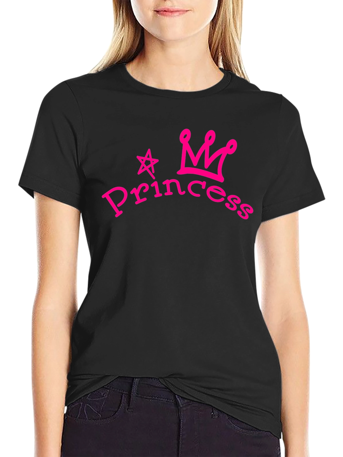 Princess Crown Graphic Tee - Stylish Black T-Shirt