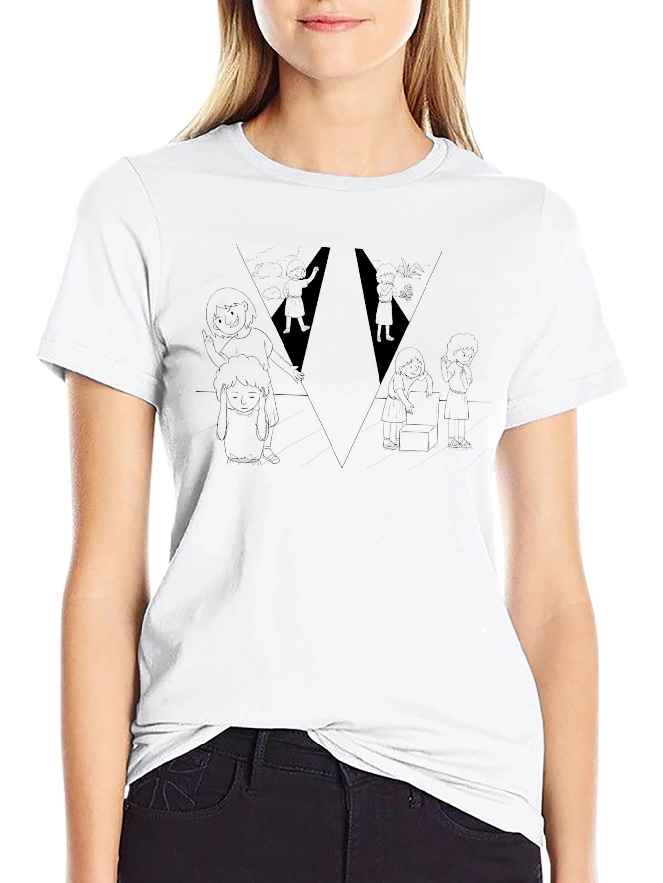 Abstract Graphic Print Black T-Shirt