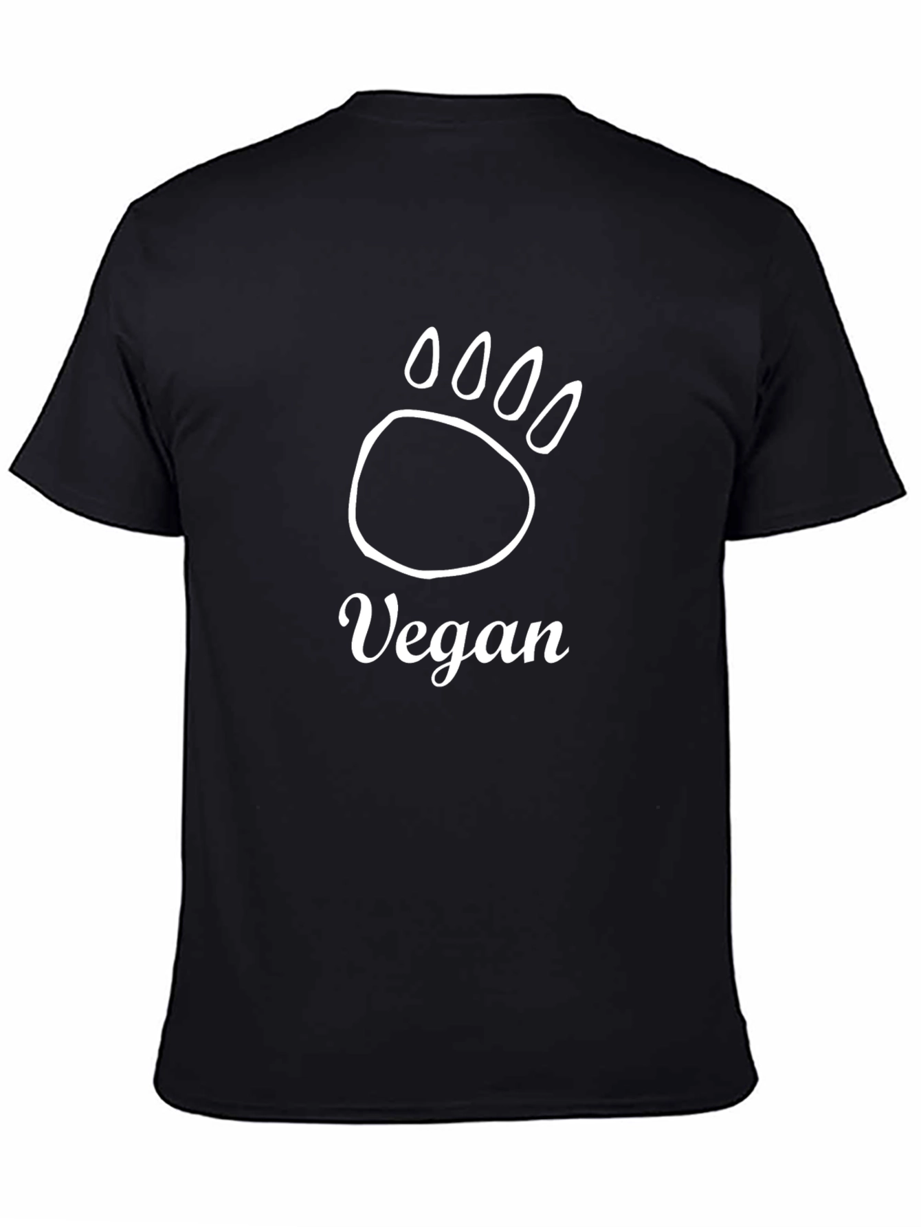 Vegan Bear Paw Print T-Shirt - Black