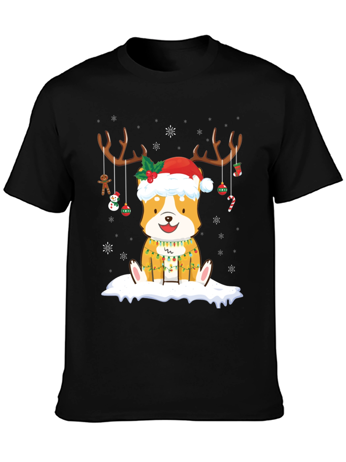 Christmas Corgi Reindeer T-Shirt