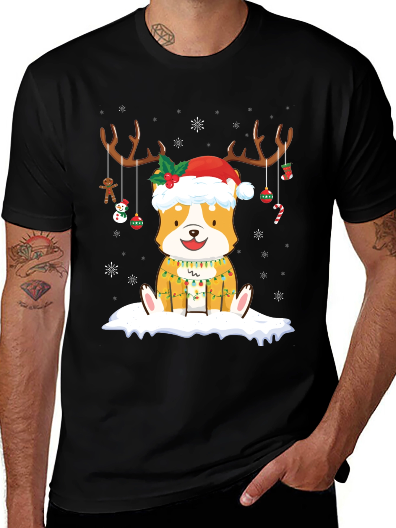 Christmas Corgi Reindeer T-Shirt