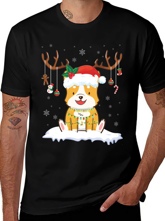 Christmas Corgi Reindeer T-Shirt