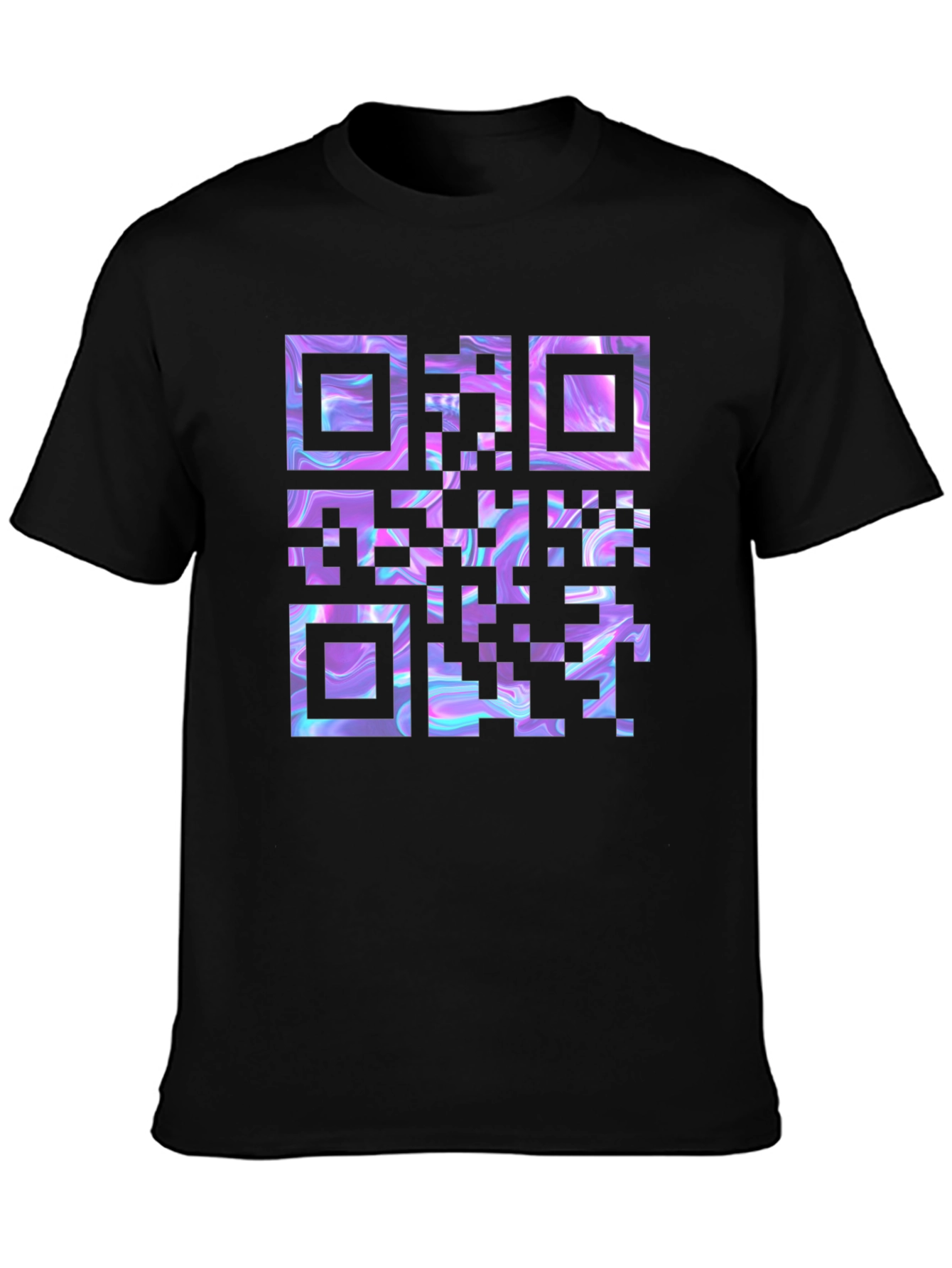 Holographic QR Code Black T-Shirt