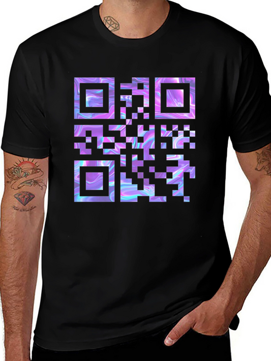 Holographic QR Code Black T-Shirt