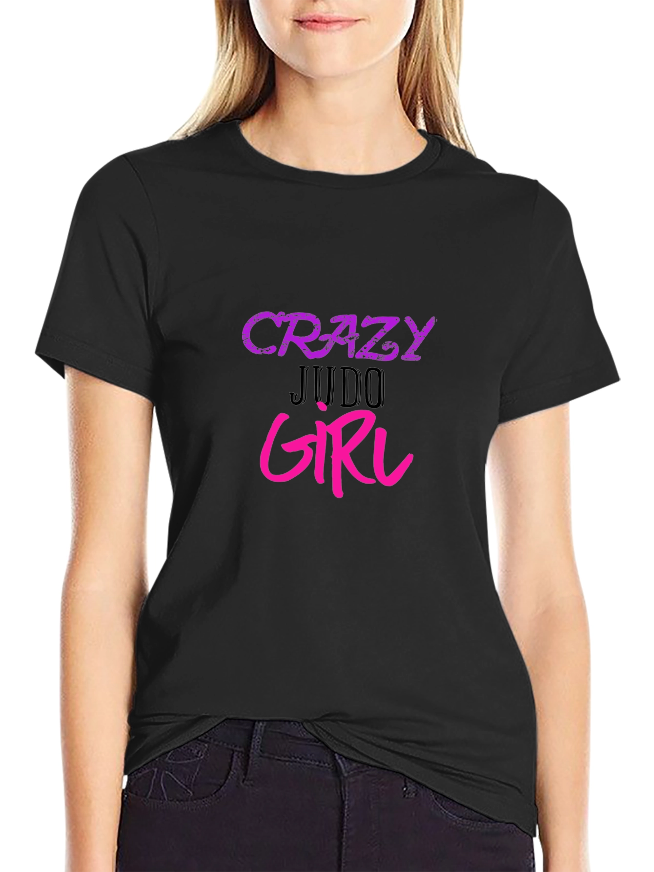 Crazy Judo Girl Graphic Tee - Black Unisex T-Shirt