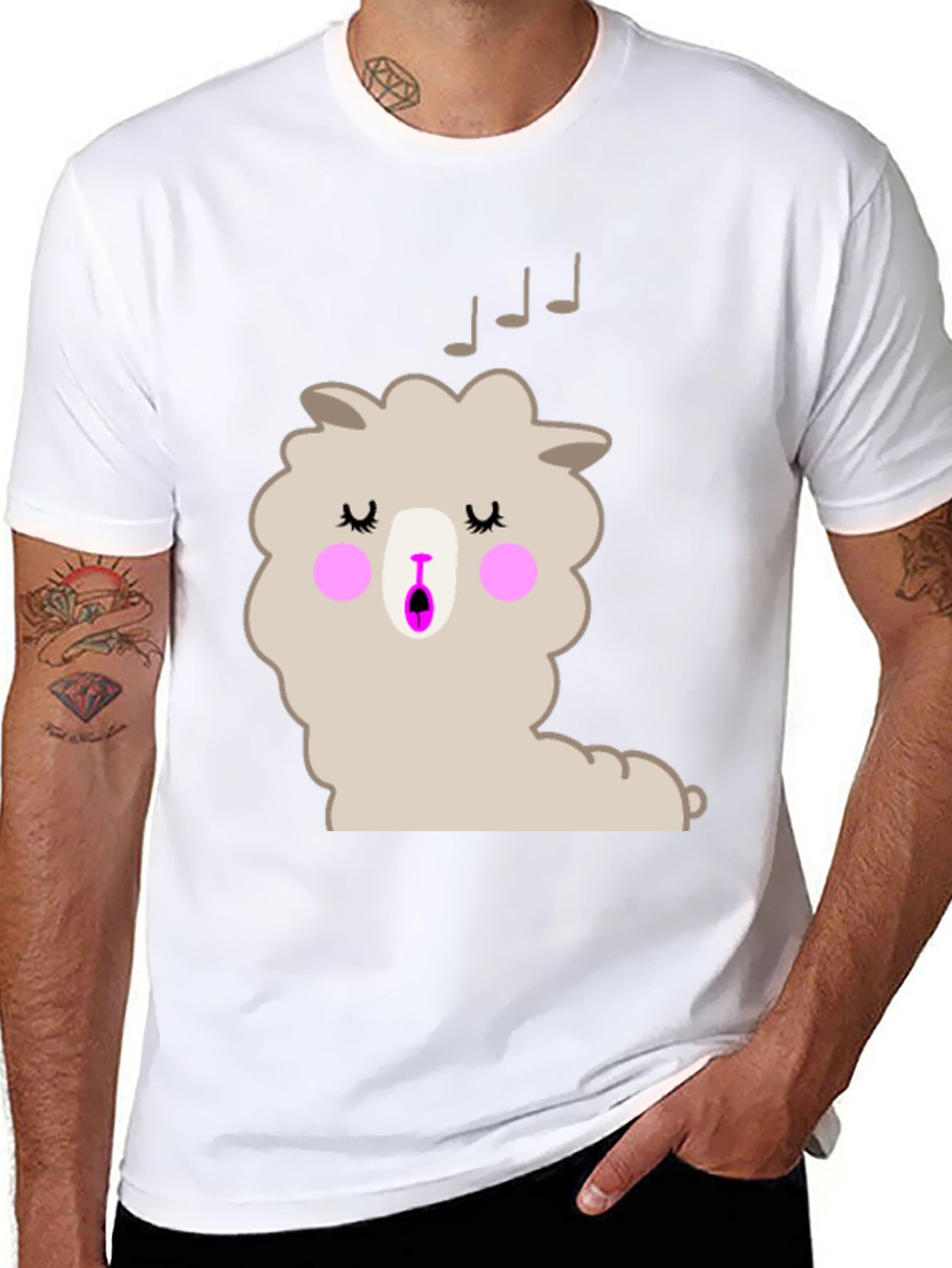 Singing Llama Graphic T-Shirt - Black Cotton Tee