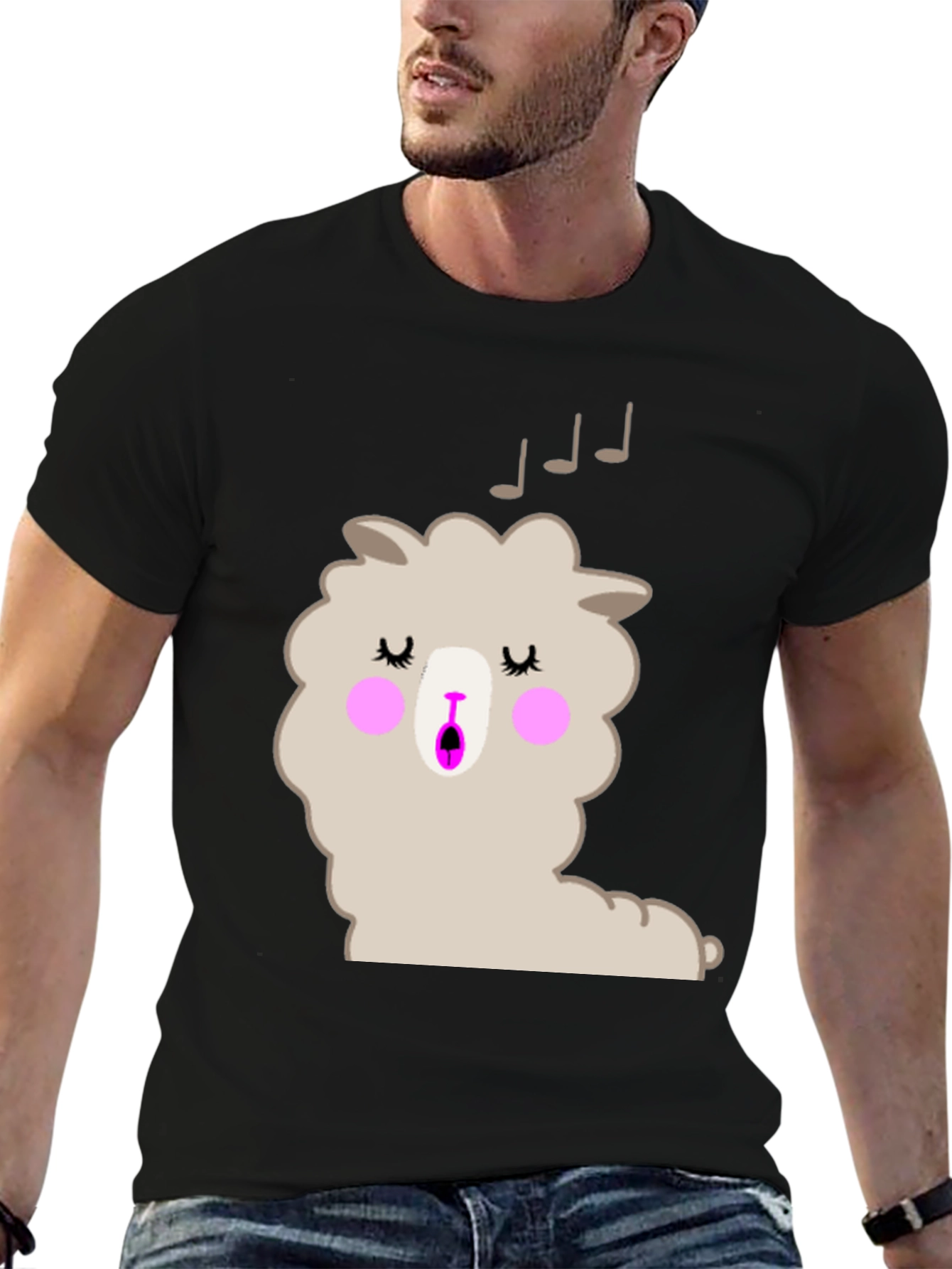 Singing Llama Graphic T-Shirt - Black Cotton Tee