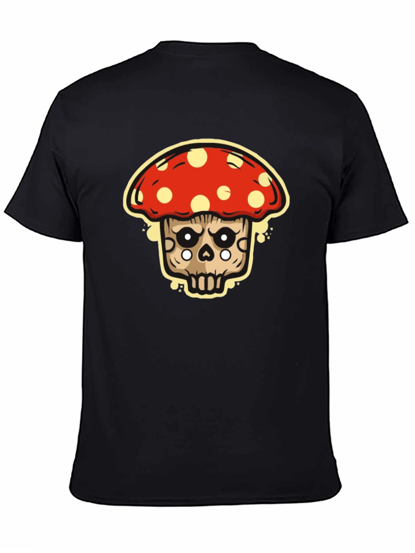 Mushroom Skull Graphic T-Shirt - Black Tee