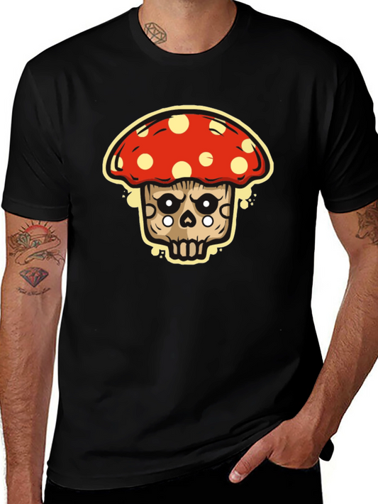 Mushroom Skull Graphic T-Shirt - Black Tee