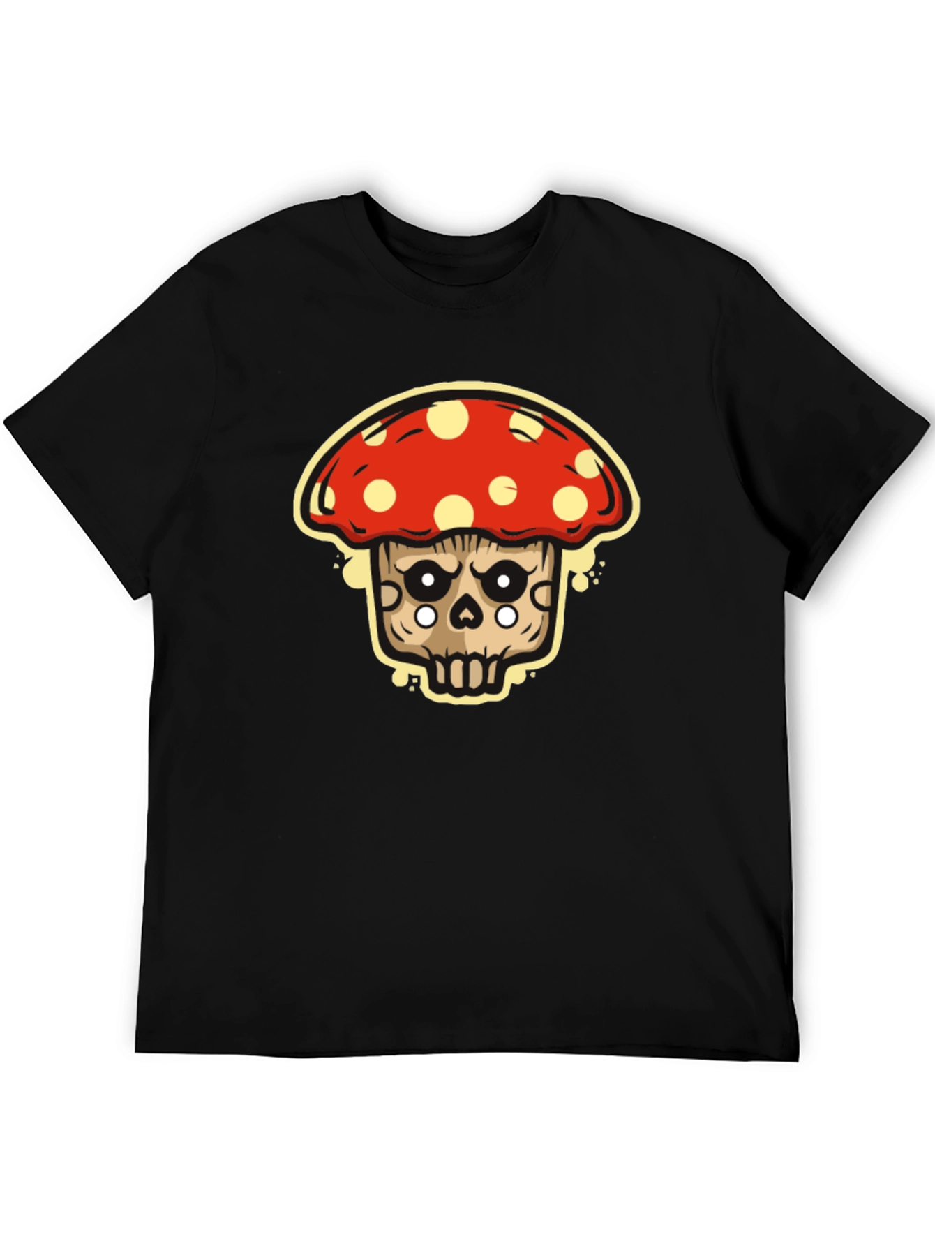 Mushroom Skull Graphic T-Shirt - Black Tee