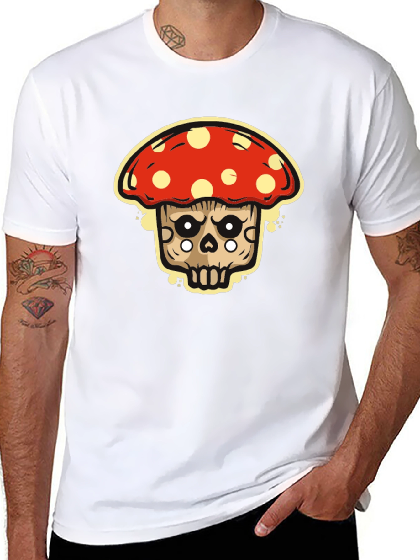Mushroom Skull Graphic T-Shirt - Black Tee