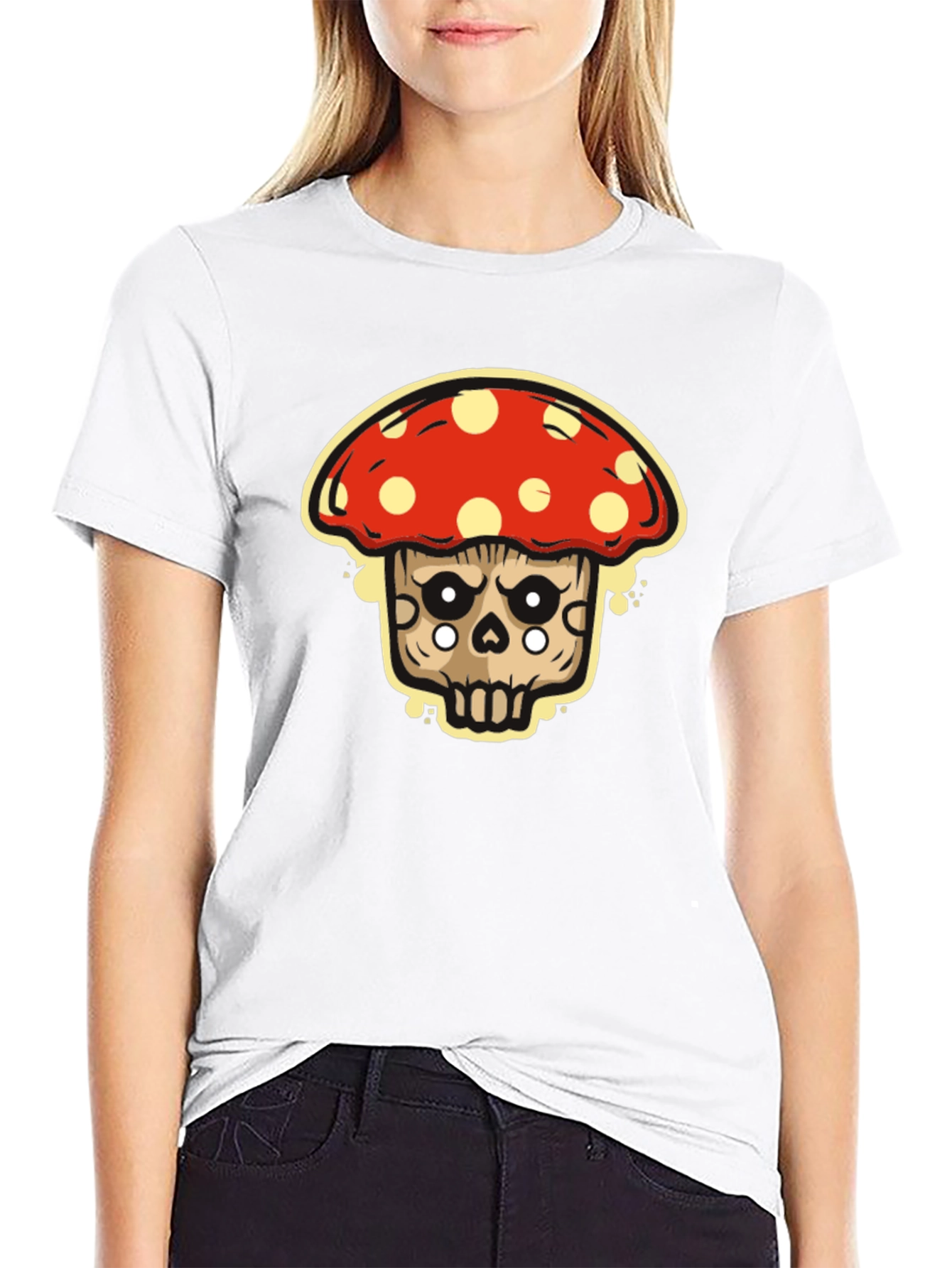Mushroom Skull Graphic T-Shirt - Black Tee