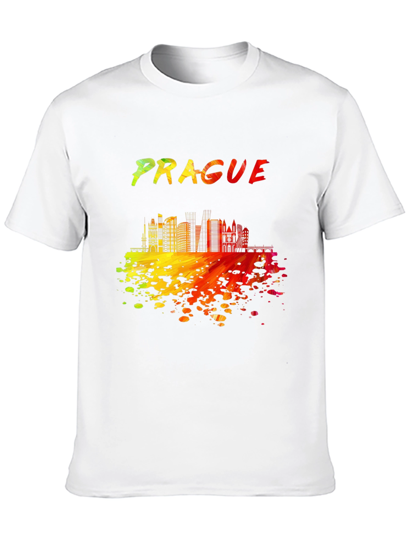 Prague Skyline Mens Black Graphic T-Shirt