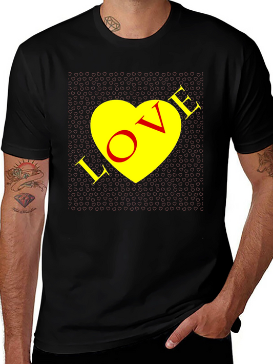 Love Heart Graphic Tee - Mens Black T-Shirt