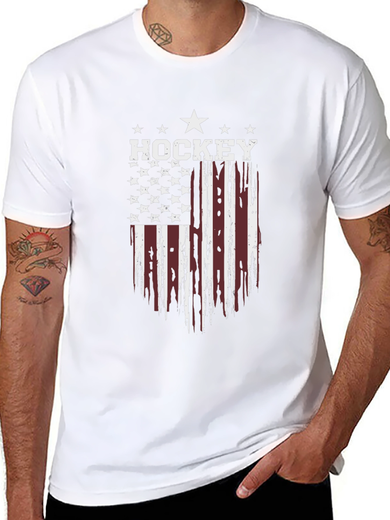 Hockey USA Flag Graphic Black T-Shirt