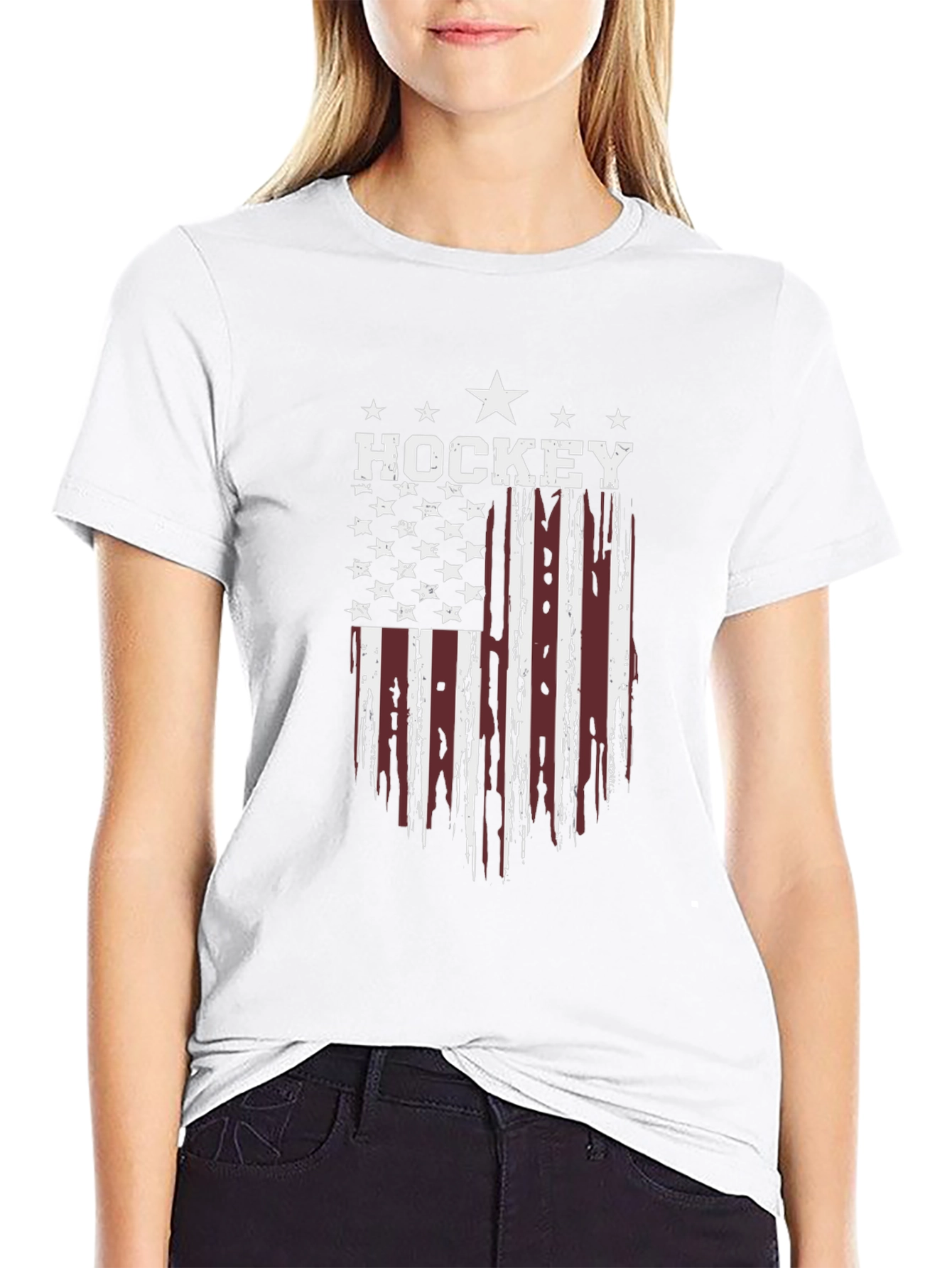 Hockey USA Flag Graphic Black T-Shirt
