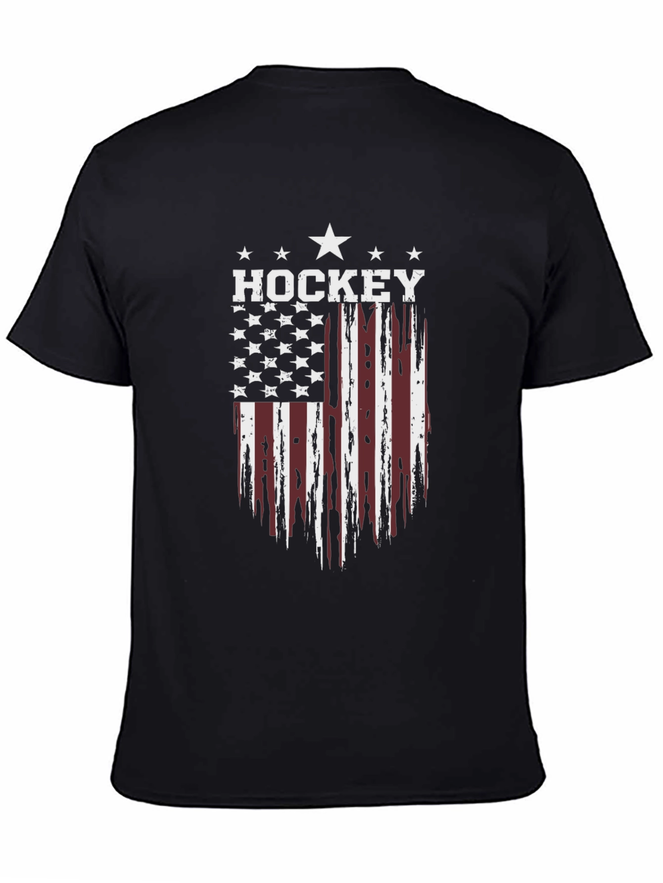 Hockey USA Flag Graphic Black T-Shirt