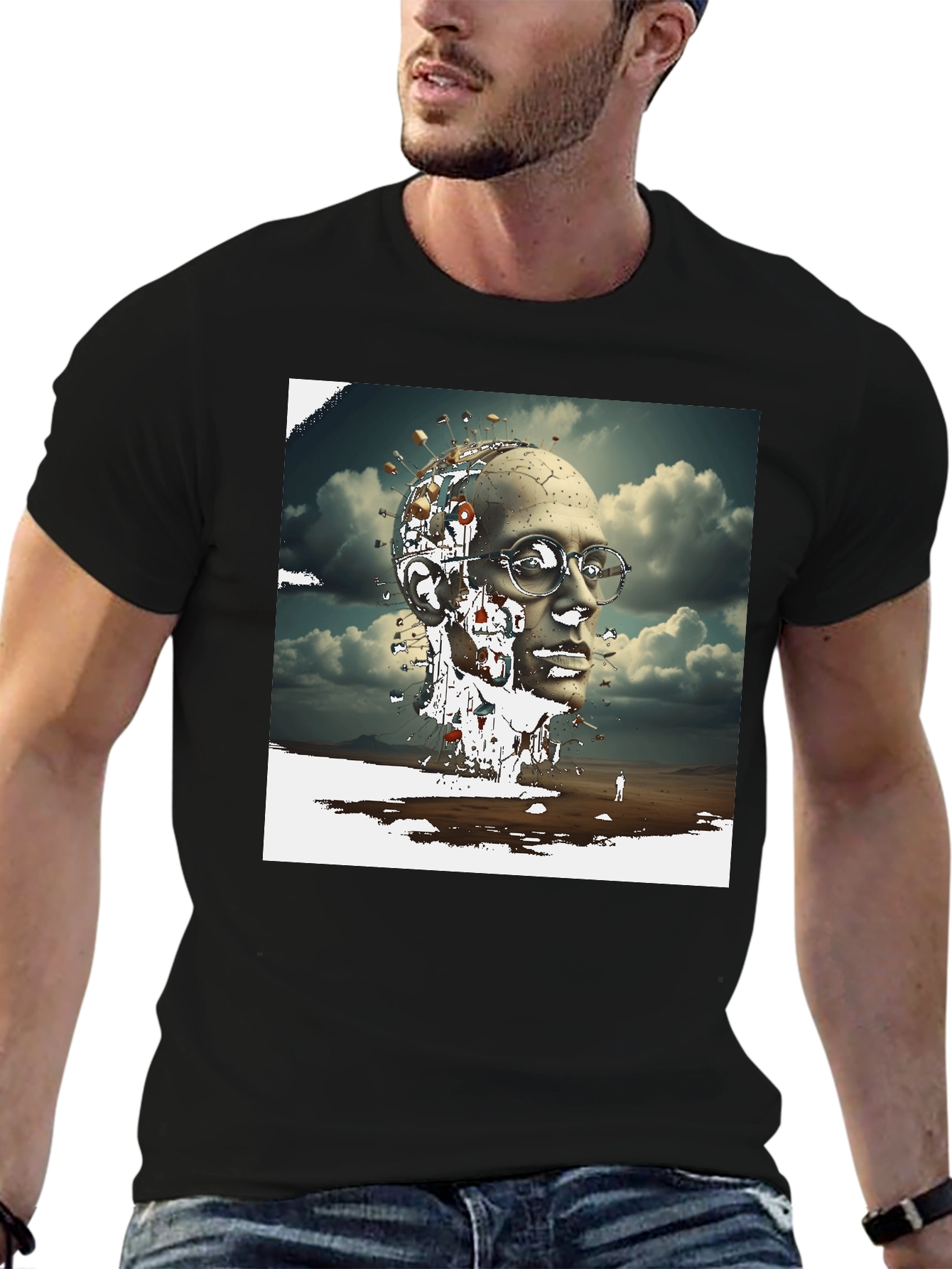 Surreal Headscape Graphic Tee - Modern Art T-Shirt