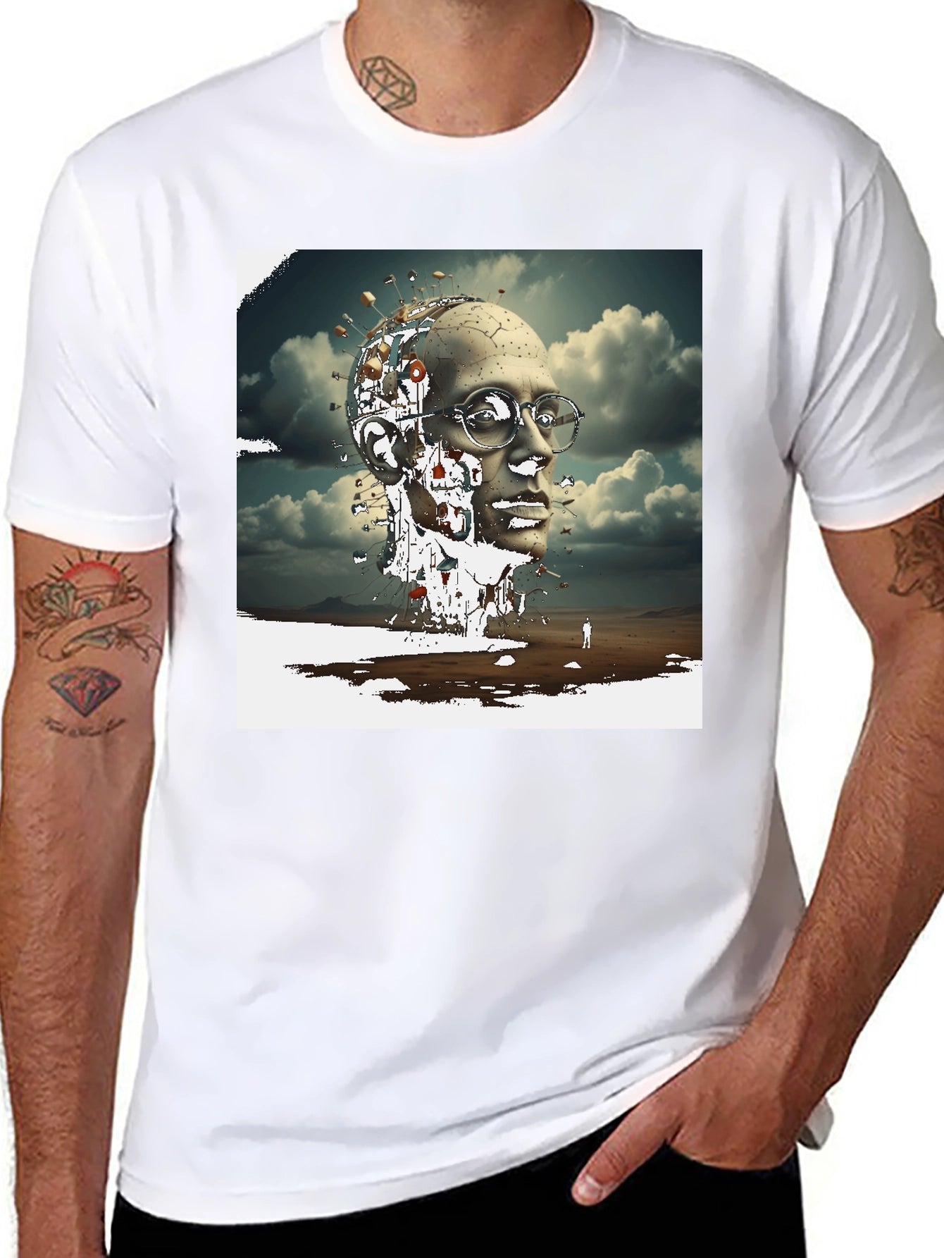 Surreal Headscape Graphic Tee - Modern Art T-Shirt