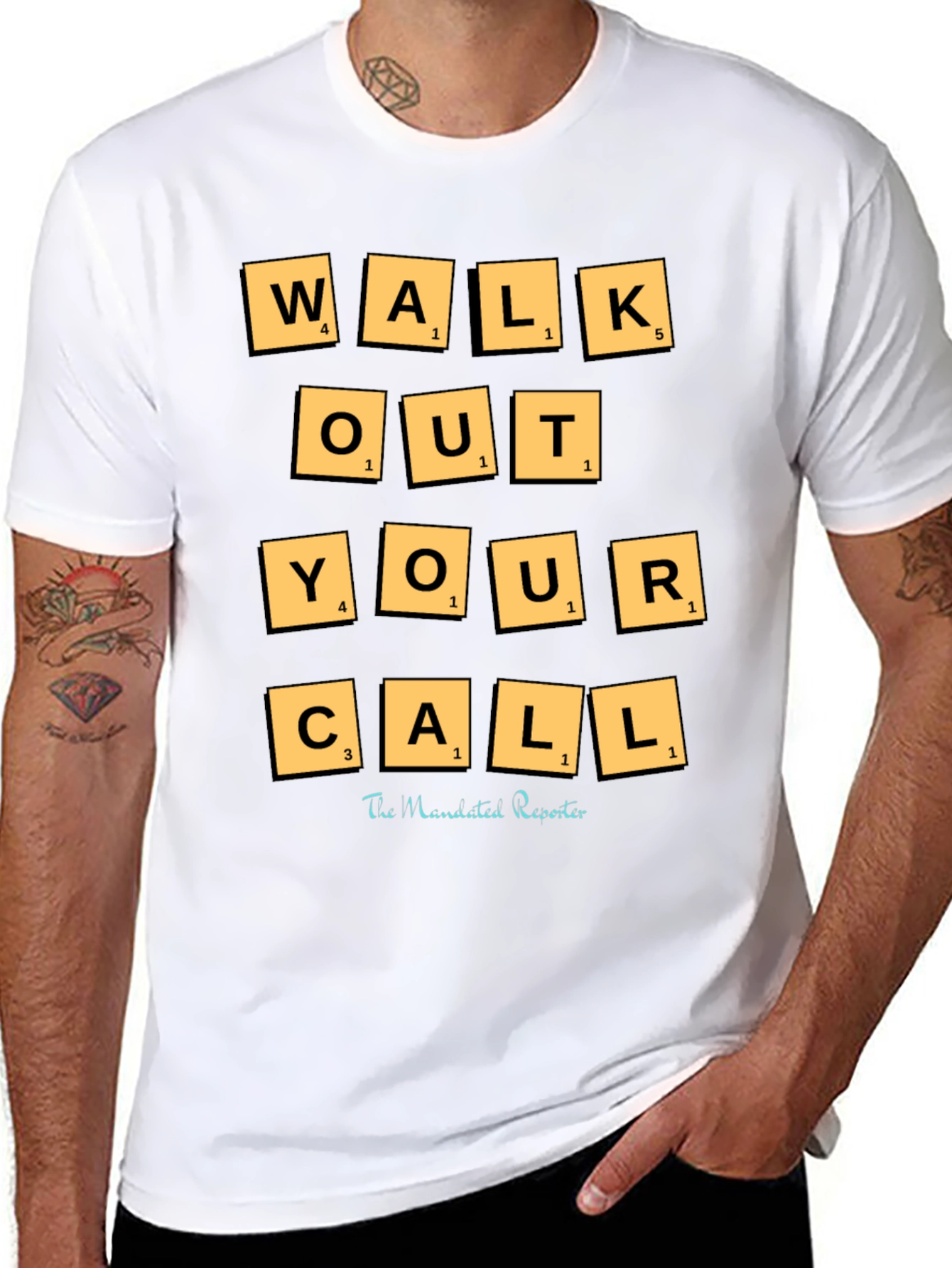 Walk Out Your Call T-Shirt - Scrabble Tile Design