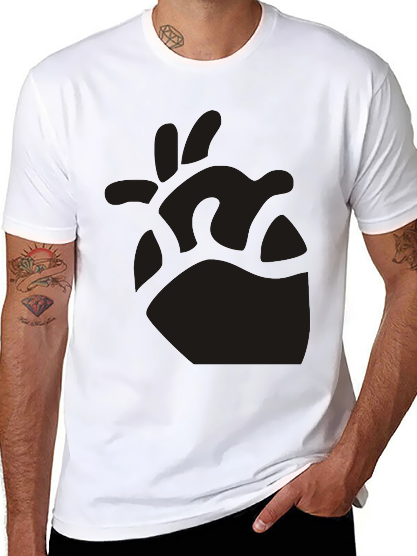 Black Anatomical Heart Graphic T-Shirt