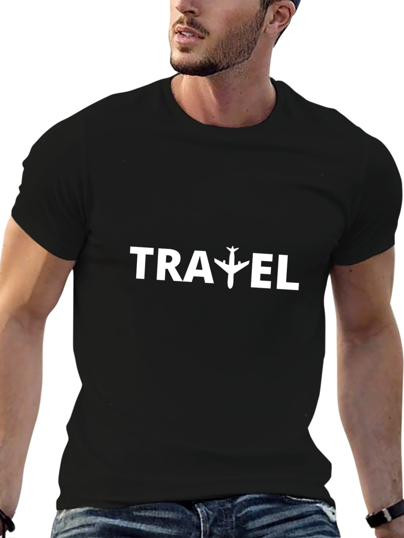 Travel Airplane Graphic Tee - Black